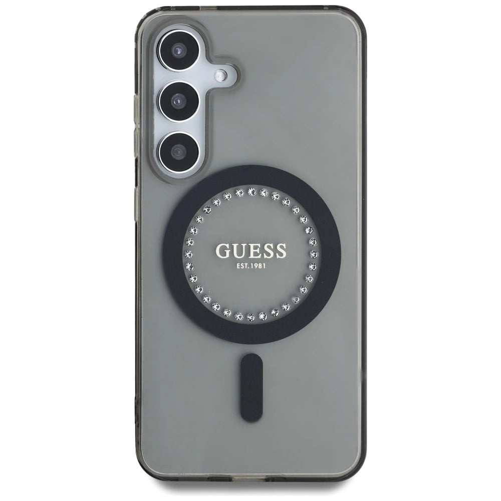 Guess Rhinestones Printed Classic Logo MagSafe Samsung Galaxy S25 case black_2