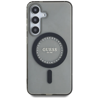 Guess Rhinestones Printed Classic Logo MagSafe Samsung Galaxy S25 case black_2