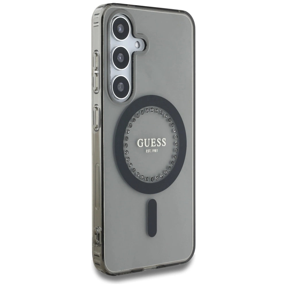 Guess Rhinestones Printed Classic Logo MagSafe Samsung Galaxy S25 case black_3