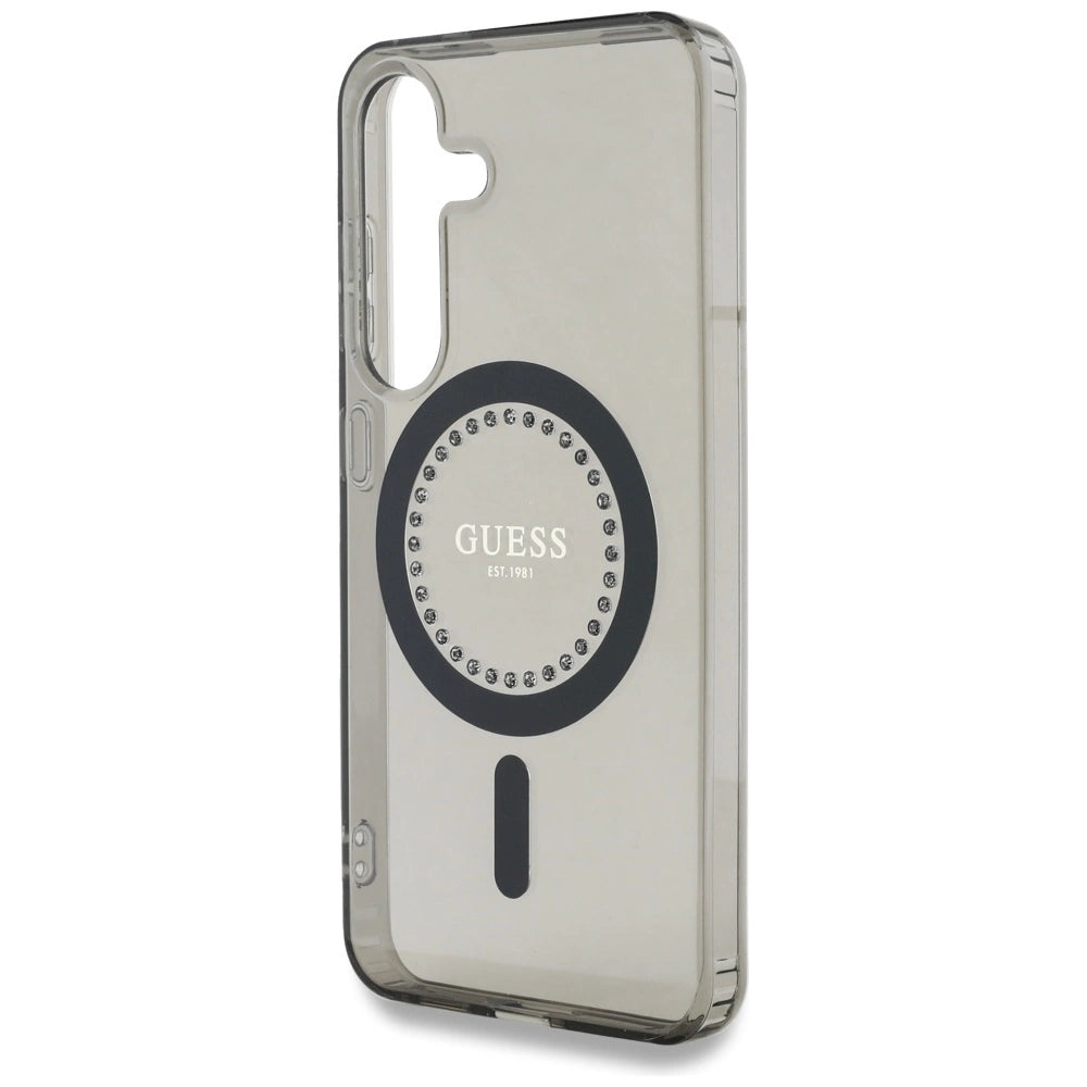 Guess Rhinestones Printed Classic Logo MagSafe Samsung Galaxy S25 case black_5