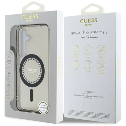 Guess Rhinestones Printed Classic Logo MagSafe Samsung Galaxy S25 case black_7