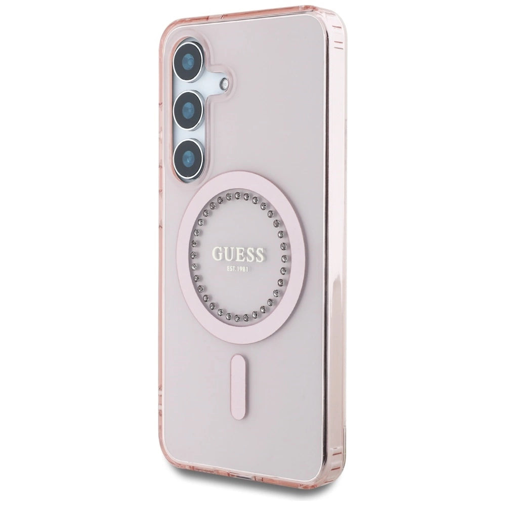 Guess Rhinestones Printed Classic Logo MagSafe Samsung Galaxy S25 Case Pink_1