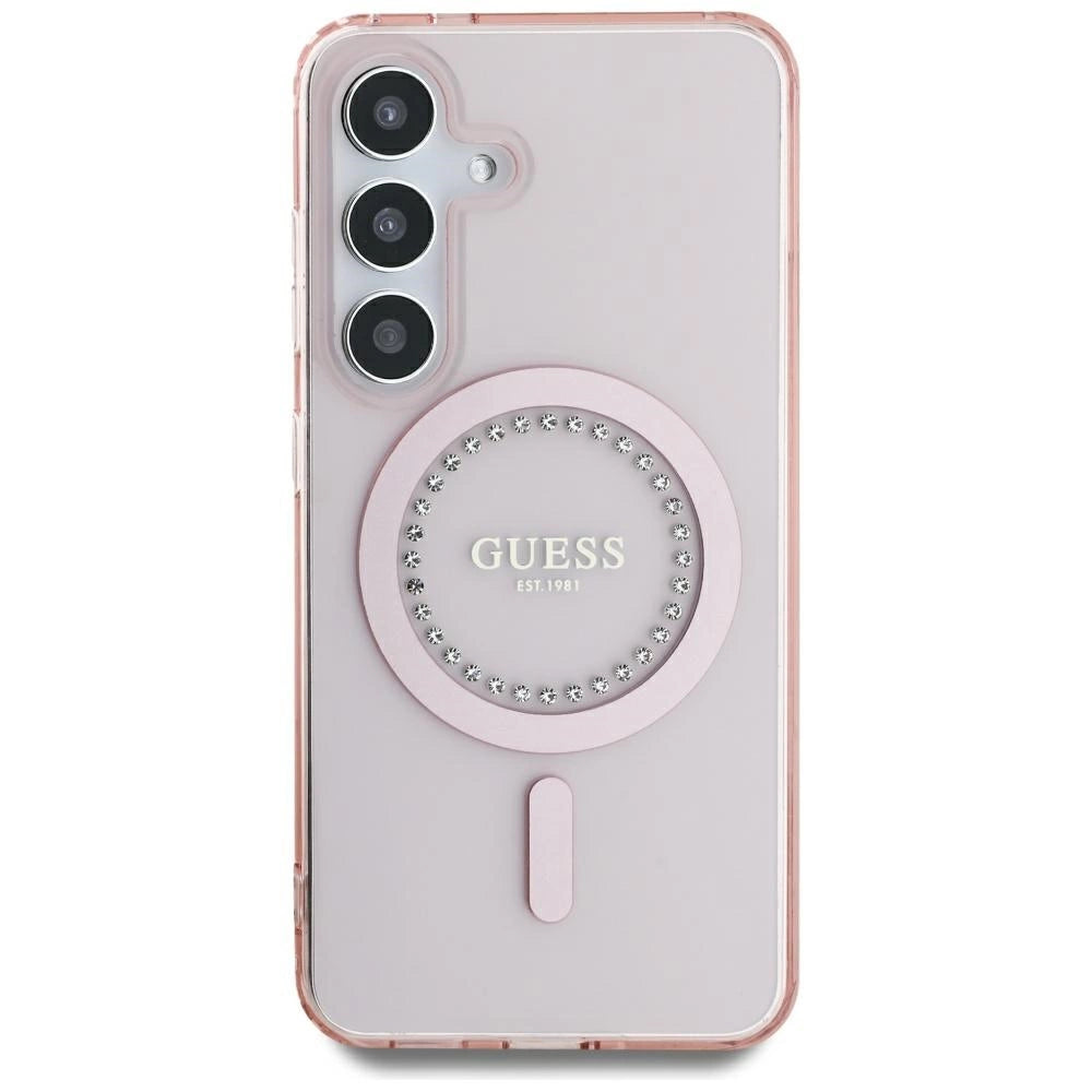 Guess Rhinestones Printed Classic Logo MagSafe Samsung Galaxy S25 Case Pink_2