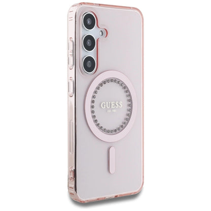 Guess Rhinestones Printed Classic Logo MagSafe Samsung Galaxy S25 Case Pink_3