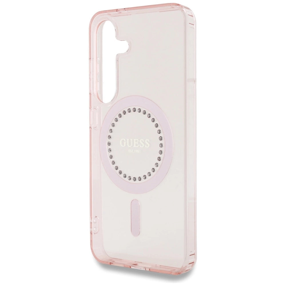Guess Rhinestones Printed Classic Logo MagSafe Samsung Galaxy S25 Case Pink_5