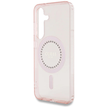 Guess Rhinestones Printed Classic Logo MagSafe Samsung Galaxy S25 Case Pink_5