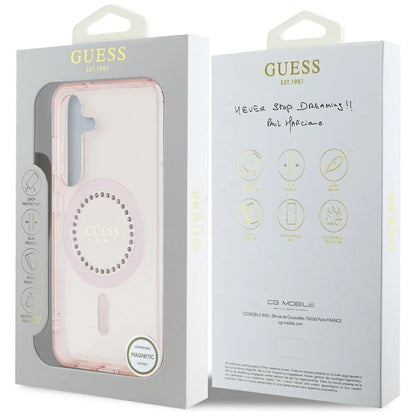 Guess Rhinestones Printed Classic Logo MagSafe Samsung Galaxy S25 Case Pink_7