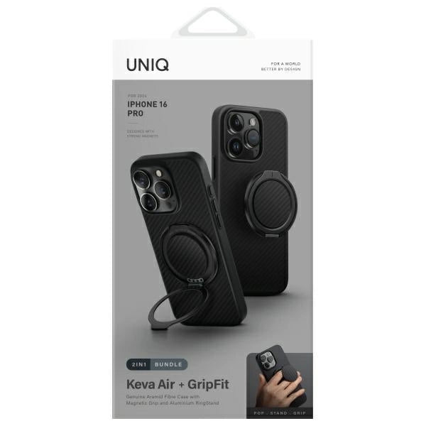 Uniq Keva Air iPhone 16 Pro 6.3" Magclick Charging Case Black/Carbon Black_1