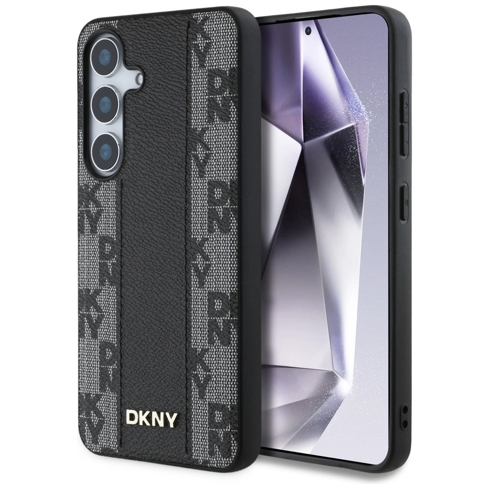 DKNY Leather Checkered Pattern MagSafe Case for Samsung Galaxy S25 Black_0