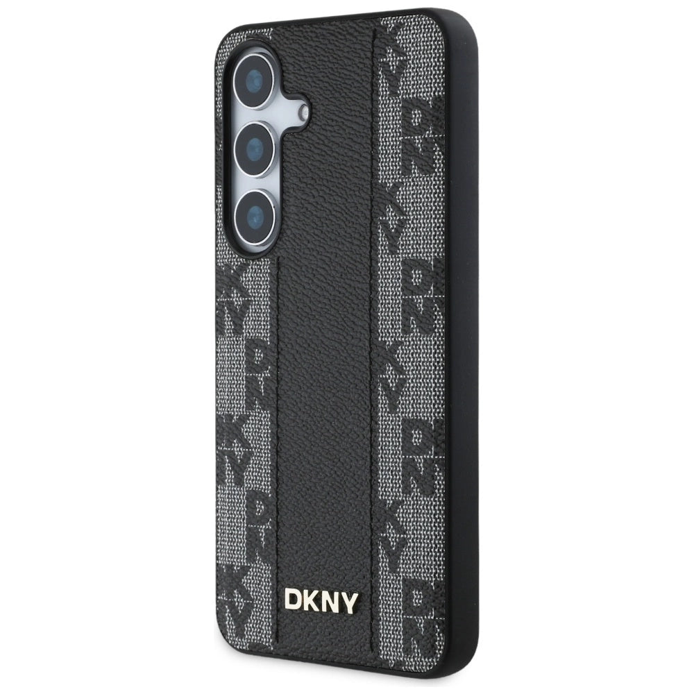 DKNY Leather Checkered Pattern MagSafe Case for Samsung Galaxy S25 Black_1