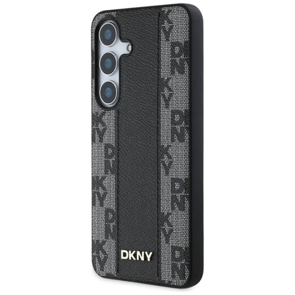 DKNY Leather Checkered Pattern MagSafe Case for Samsung Galaxy S25 Black_1