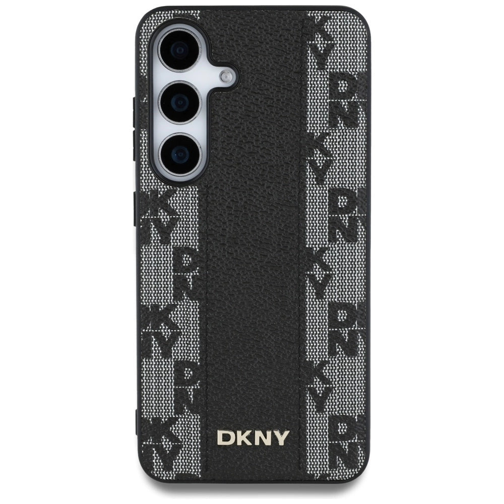 DKNY Leather Checkered Pattern MagSafe Case for Samsung Galaxy S25 Black_2