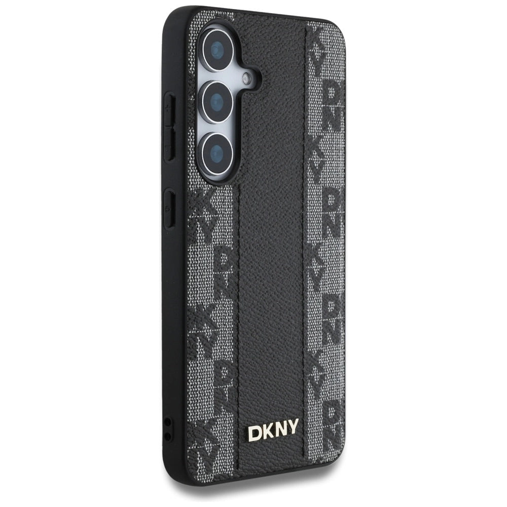 DKNY Leather Checkered Pattern MagSafe Case for Samsung Galaxy S25 Black_3
