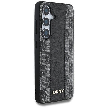 DKNY Leather Checkered Pattern MagSafe Case for Samsung Galaxy S25 Black_3