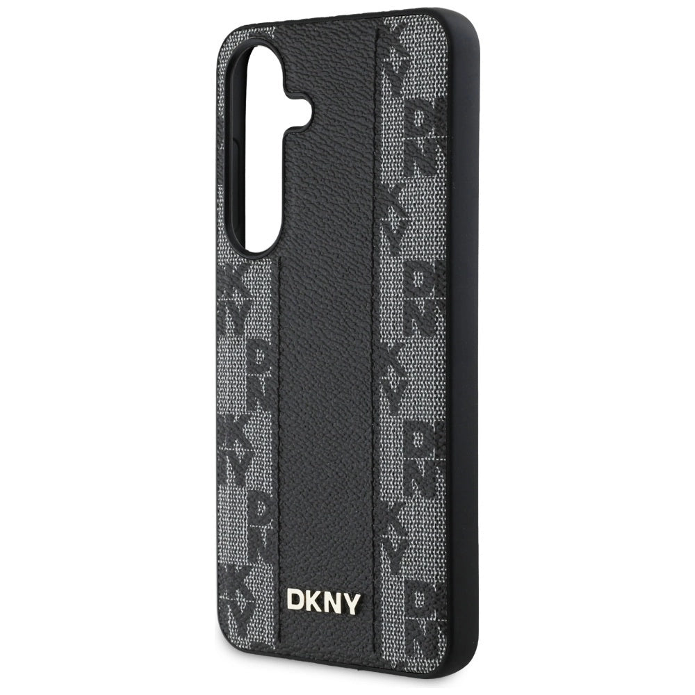 DKNY Leather Checkered Pattern MagSafe Case for Samsung Galaxy S25 Black_5