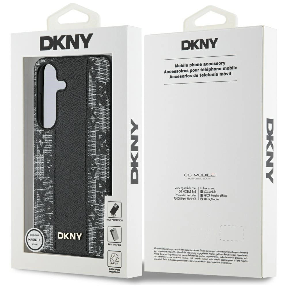 DKNY Leather Checkered Pattern MagSafe Case for Samsung Galaxy S25 Black_7