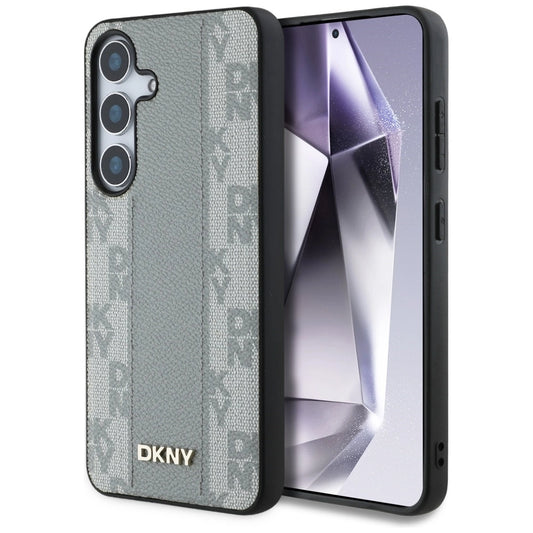 DKNY Leather Checkered Pattern MagSafe case for Samsung Galaxy S25 taupe_0