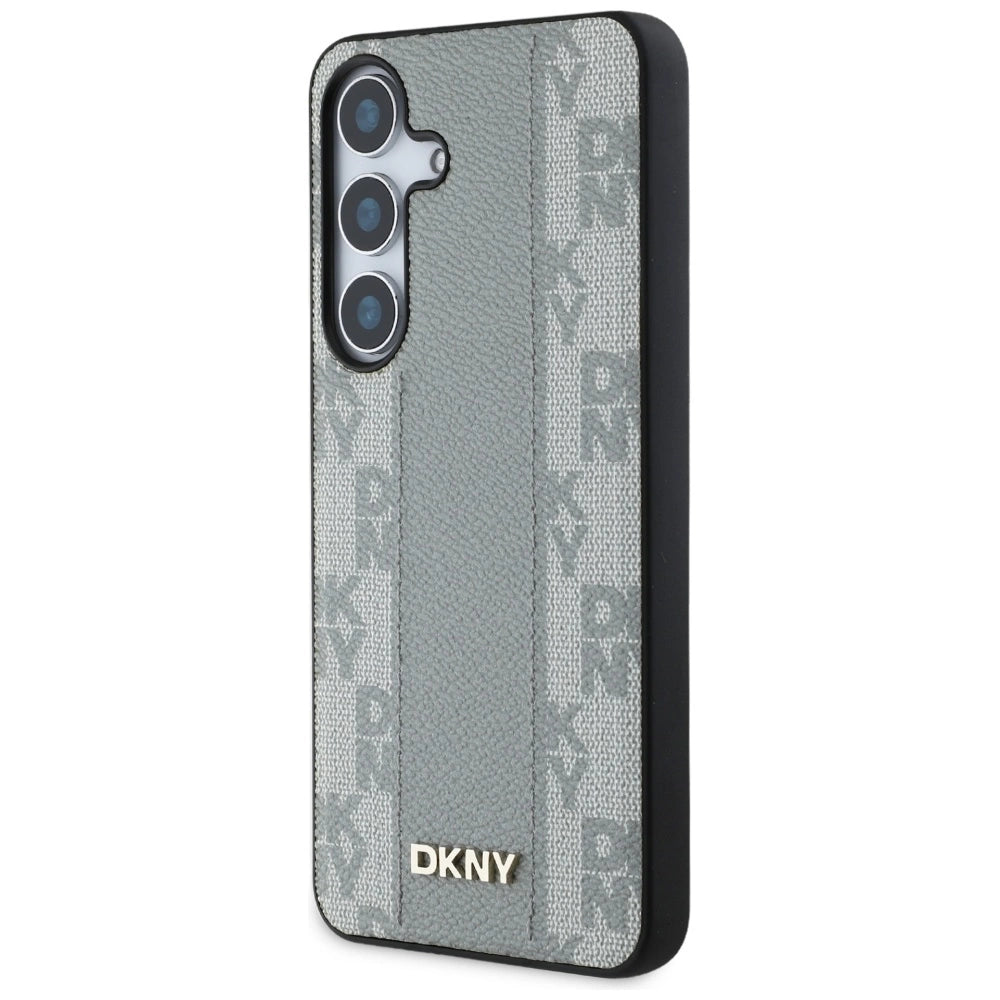 DKNY Leather Checkered Pattern MagSafe case for Samsung Galaxy S25 taupe_1