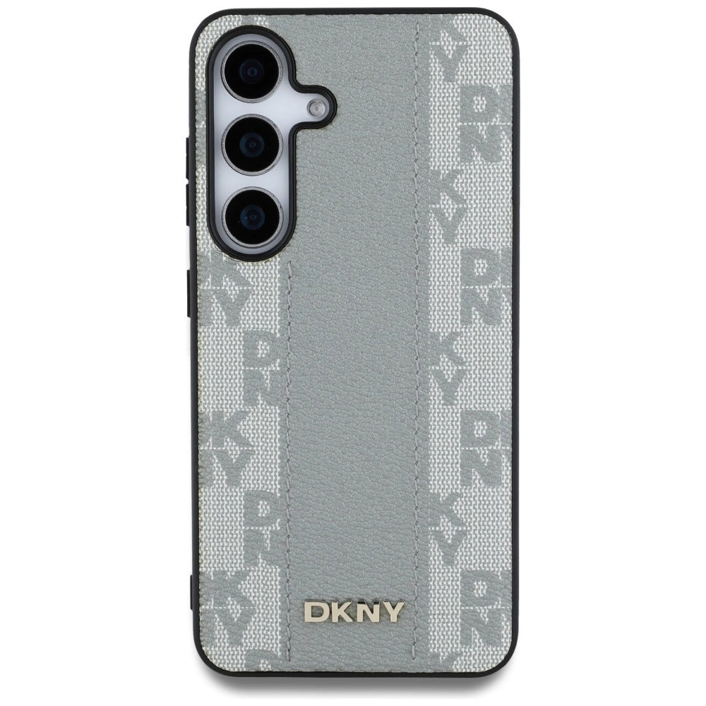 DKNY Leather Checkered Pattern MagSafe case for Samsung Galaxy S25 taupe_2
