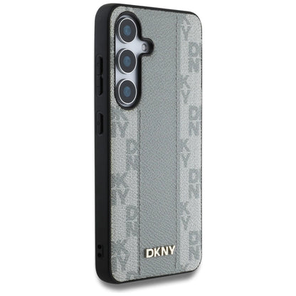 DKNY Leather Checkered Pattern MagSafe case for Samsung Galaxy S25 taupe_3