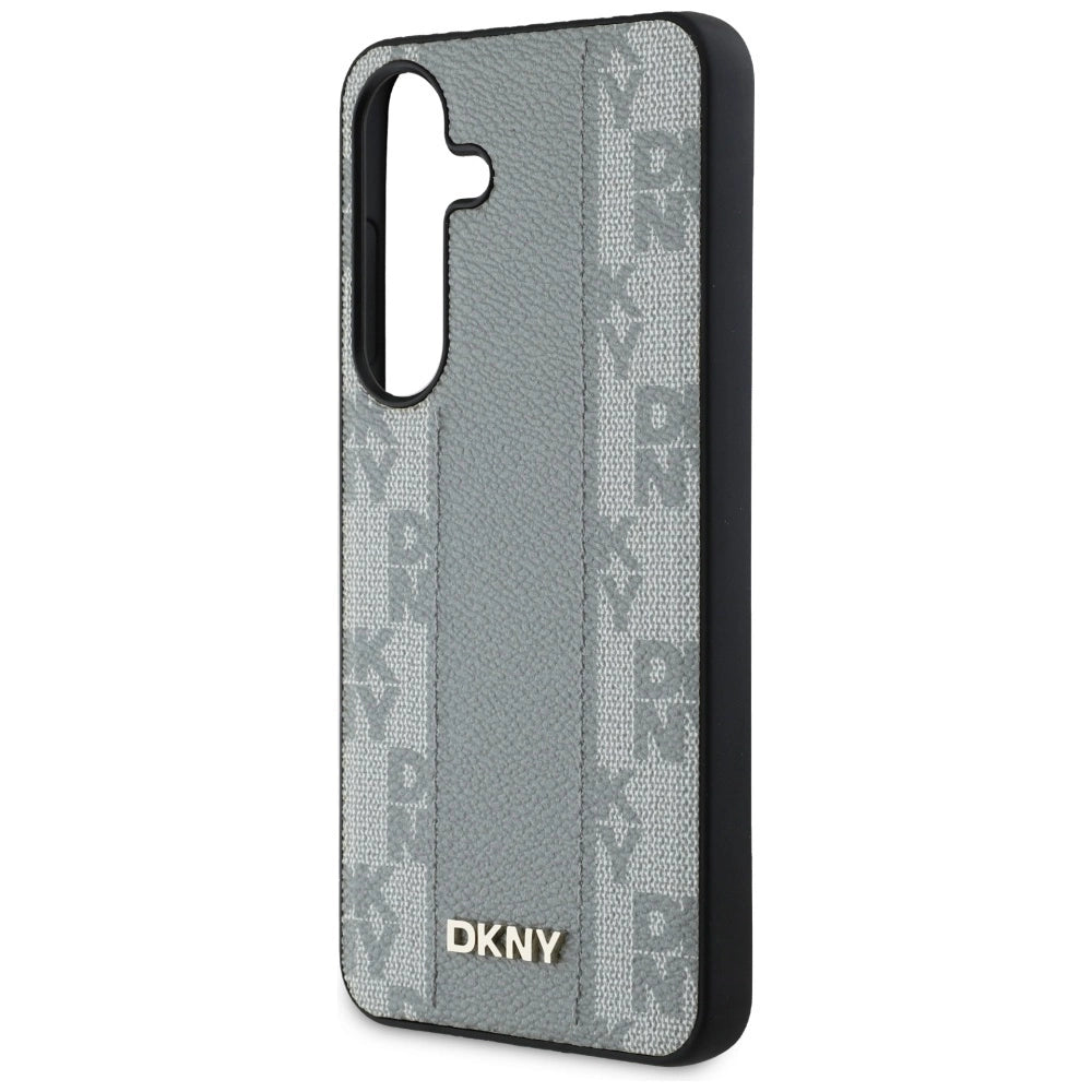 DKNY Leather Checkered Pattern MagSafe case for Samsung Galaxy S25 taupe_5