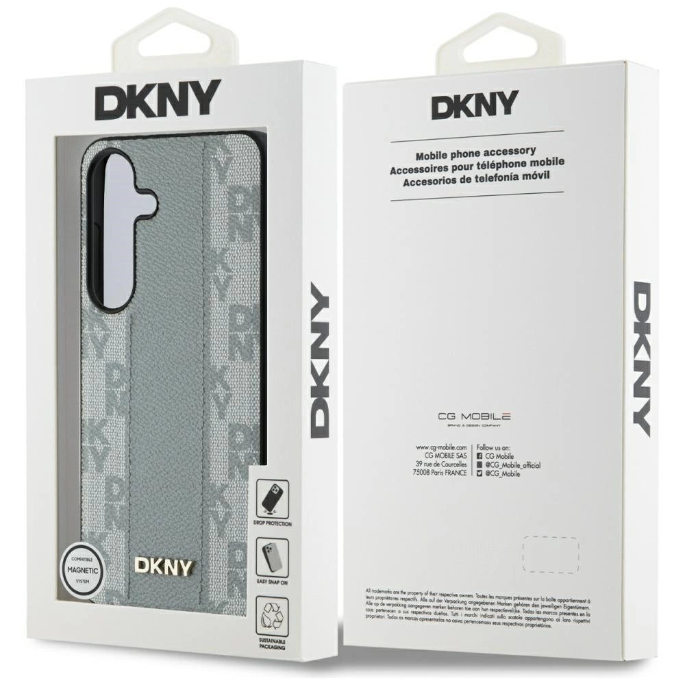 DKNY Leather Checkered Pattern MagSafe case for Samsung Galaxy S25 taupe_7