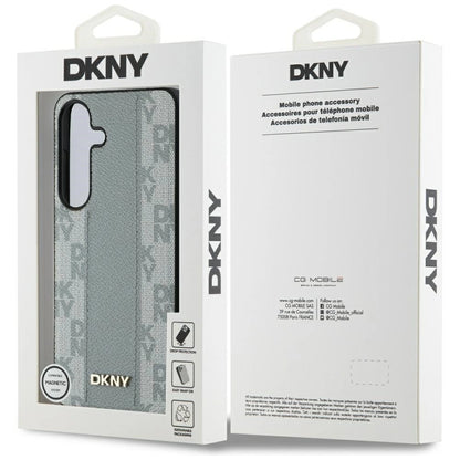 DKNY Leather Checkered Pattern MagSafe case for Samsung Galaxy S25 taupe_7