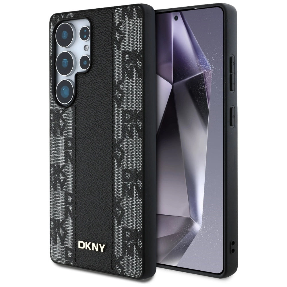 DKNY Leather Checkered Pattern MagSafe Case for Samsung Galaxy S25 Ultra Black_0