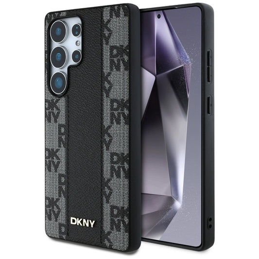 DKNY Leather Checkered Pattern MagSafe Case for Samsung Galaxy S25 Ultra Black_0