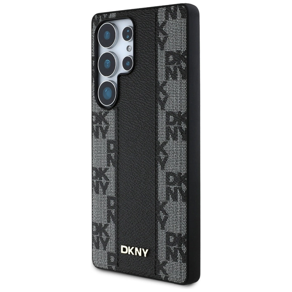 DKNY Leather Checkered Pattern MagSafe Case for Samsung Galaxy S25 Ultra Black_1