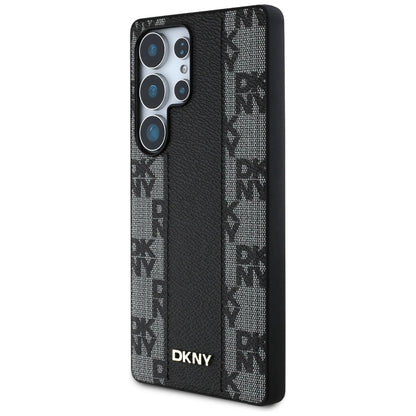 DKNY Leather Checkered Pattern MagSafe Case for Samsung Galaxy S25 Ultra Black_1
