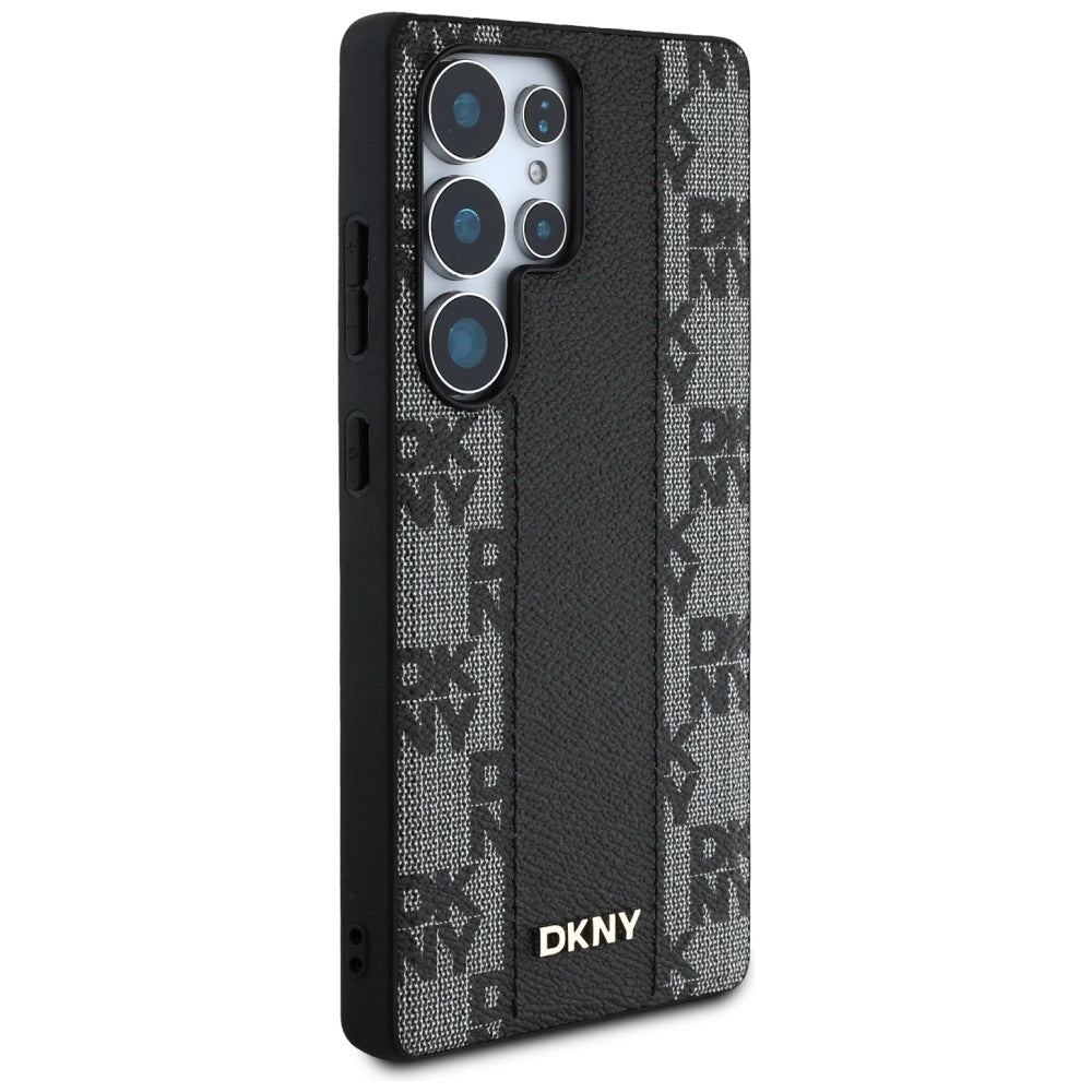 DKNY Leather Checkered Pattern MagSafe Case for Samsung Galaxy S25 Ultra Black_3
