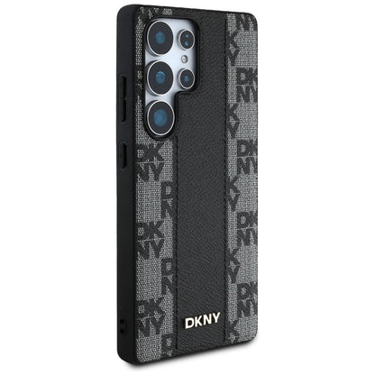 DKNY Leather Checkered Pattern MagSafe Case for Samsung Galaxy S25 Ultra Black_3