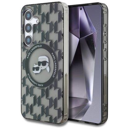 Case Karl Lagerfeld Button Karl&amp;Choupette Heads On KL Pattern MagSafe Samsung Galaxy S25 black_0