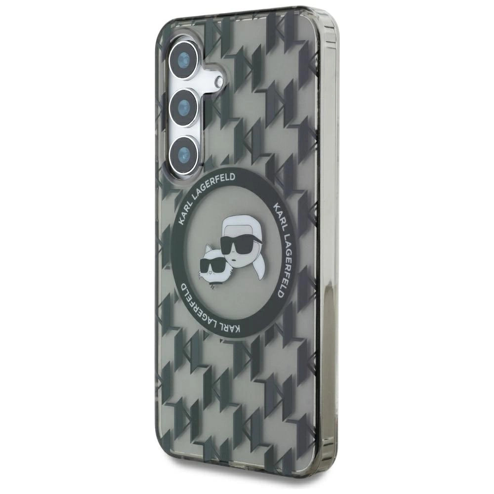 Case Karl Lagerfeld Button Karl&amp;Choupette Heads On KL Pattern MagSafe Samsung Galaxy S25 black_1
