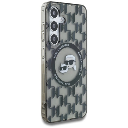 Case Karl Lagerfeld Button Karl&amp;Choupette Heads On KL Pattern MagSafe Samsung Galaxy S25 black_3