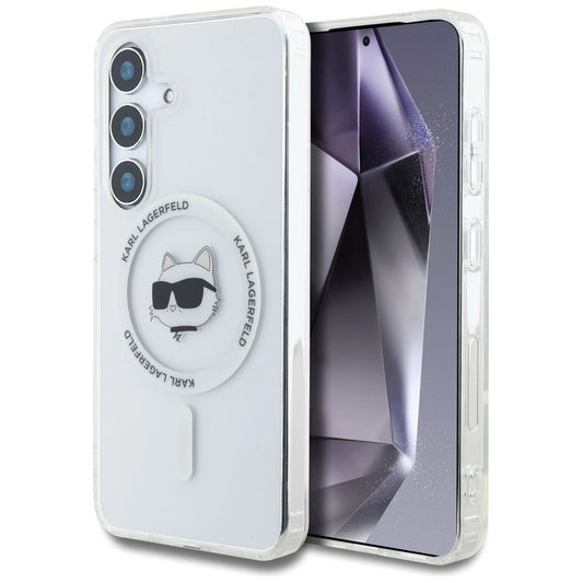 Case Karl Lagerfeld Button Choupette Head Printed Logo MagSafe Samsung Galaxy S25 white_0