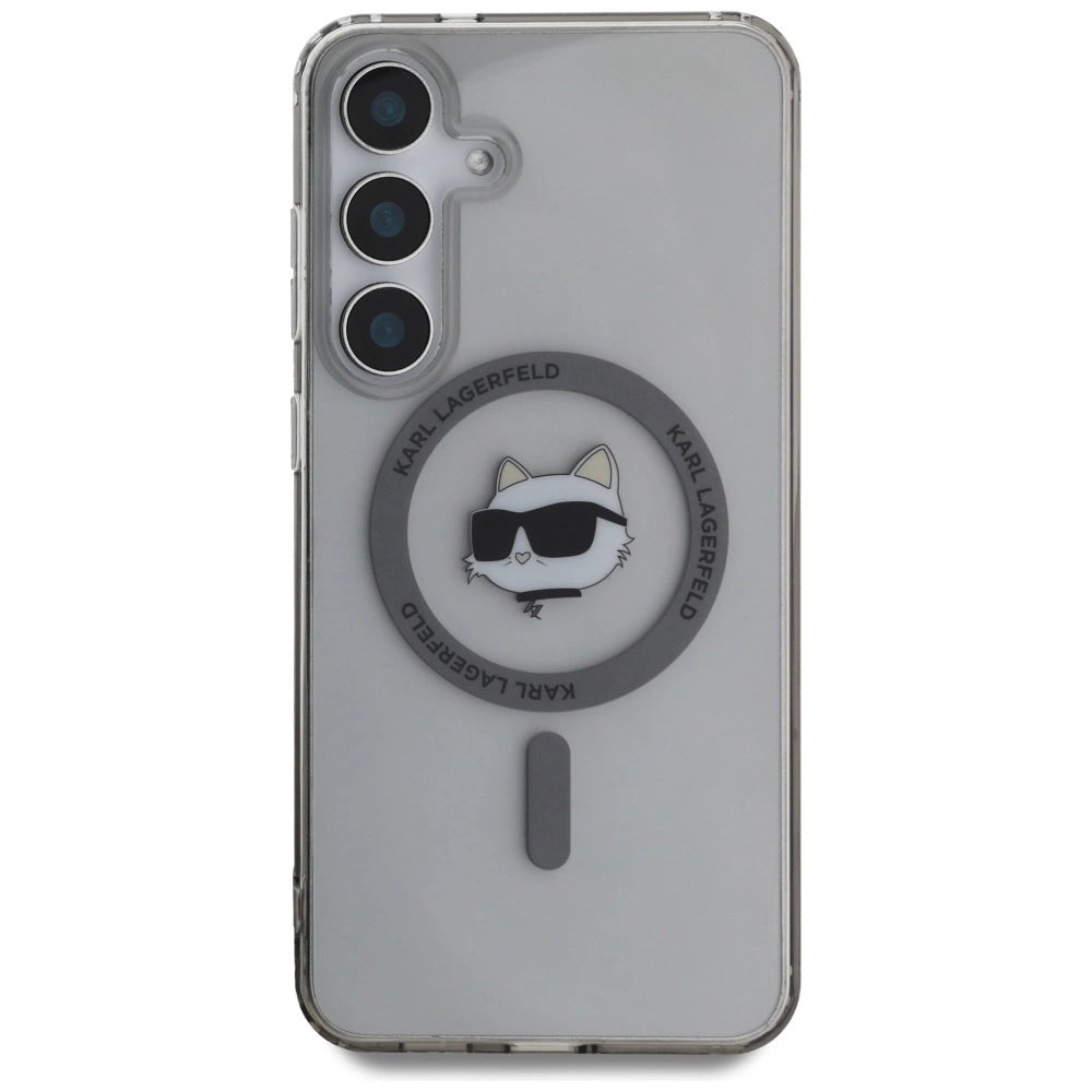 Karl Lagerfeld Button Choupette Head Printed Logo MagSafe Samsung Galaxy S25 case black_2