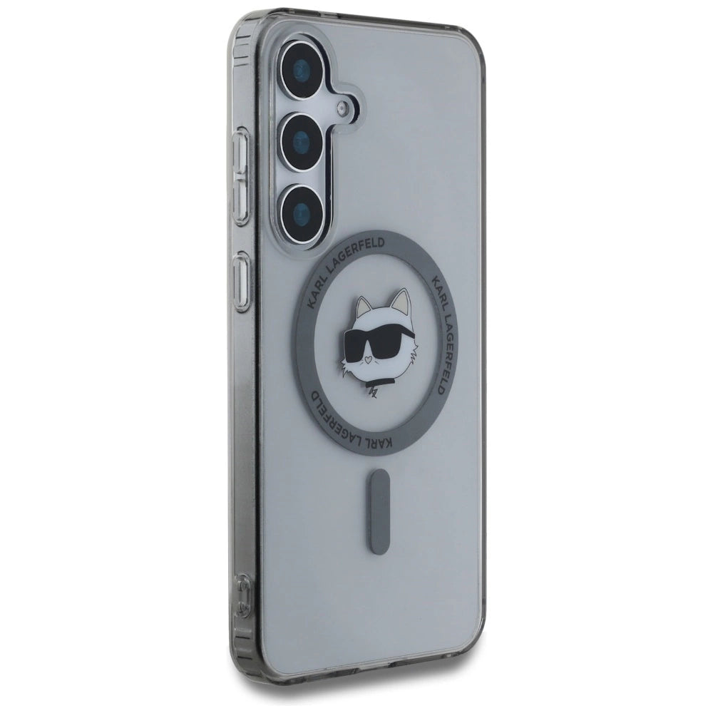 Karl Lagerfeld Button Choupette Head Printed Logo MagSafe Samsung Galaxy S25 case black_3