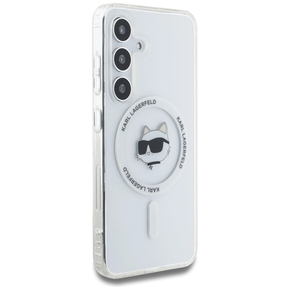 Case Karl Lagerfeld Button Choupette Head Printed Logo MagSafe Samsung Galaxy S25 Plus white_3