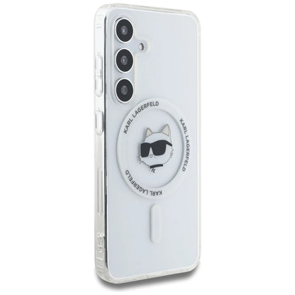 Case Karl Lagerfeld Button Choupette Head Printed Logo MagSafe Samsung Galaxy S25 Plus white_3