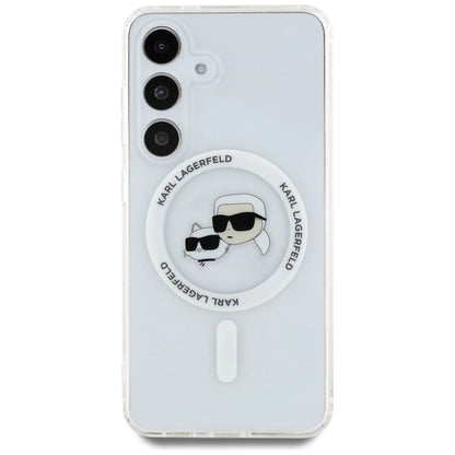 Case Karl Lagerfeld Button Karl &amp; Choupette Heads Printed Logo MagSafe Samsung Galaxy S25 white_2
