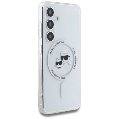 Case Karl Lagerfeld Button Karl &amp; Choupette Heads Printed Logo MagSafe Samsung Galaxy S25 white_3