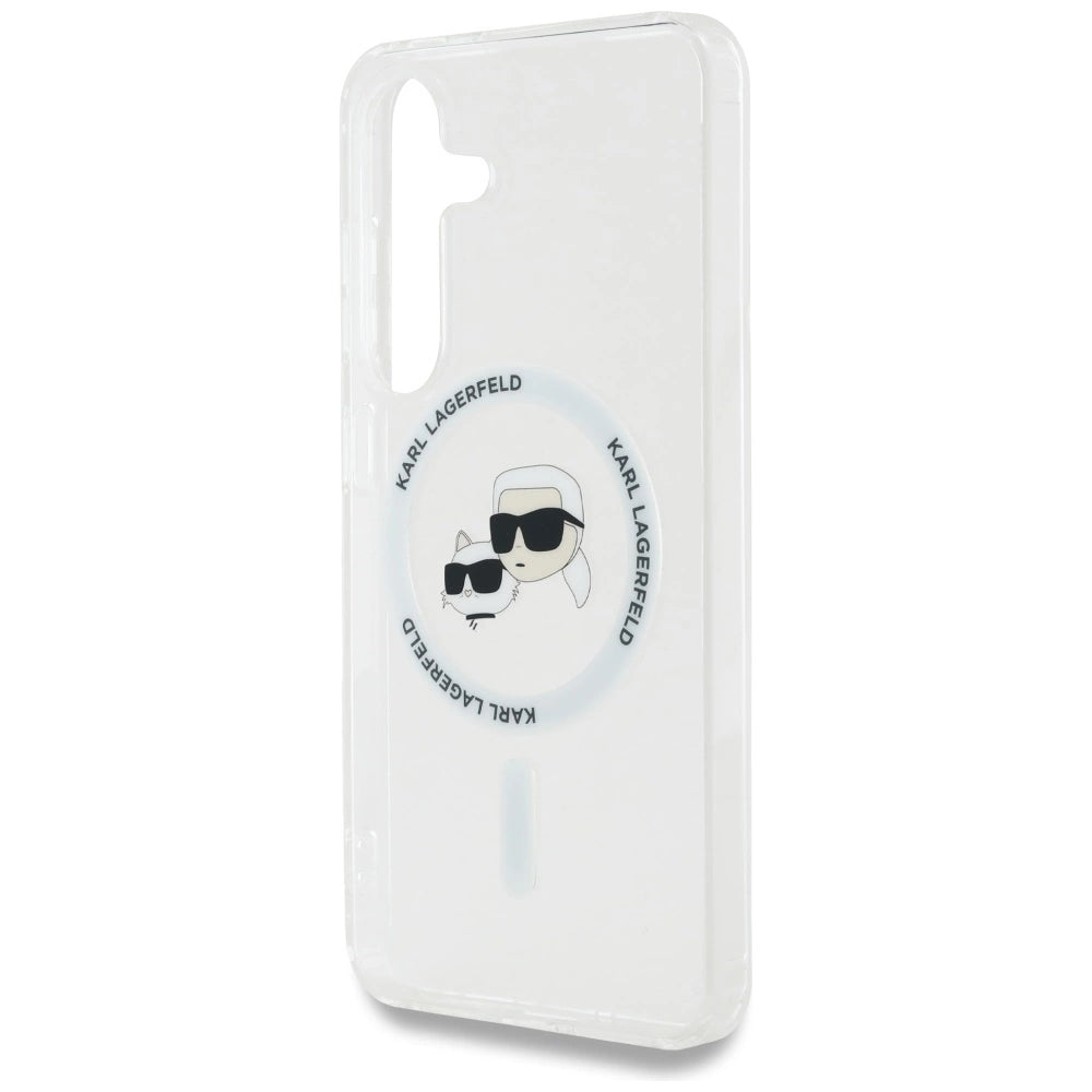 Case Karl Lagerfeld Button Karl &amp; Choupette Heads Printed Logo MagSafe Samsung Galaxy S25 white_5