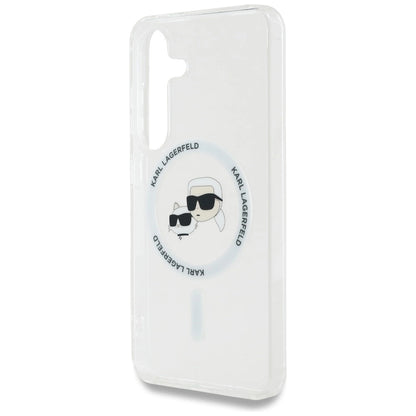 Case Karl Lagerfeld Button Karl &amp; Choupette Heads Printed Logo MagSafe Samsung Galaxy S25 white_5