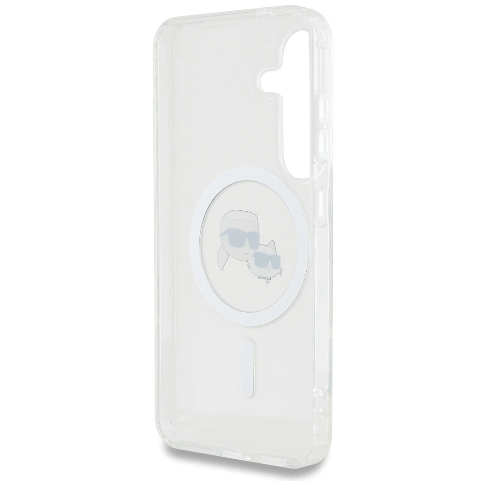 Case Karl Lagerfeld Button Karl &amp; Choupette Heads Printed Logo MagSafe Samsung Galaxy S25 white_6