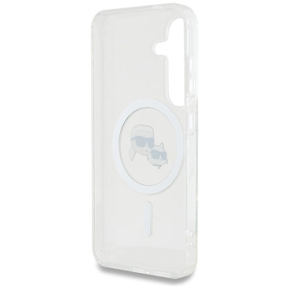Case Karl Lagerfeld Button Karl &amp; Choupette Heads Printed Logo MagSafe Samsung Galaxy S25 white_6