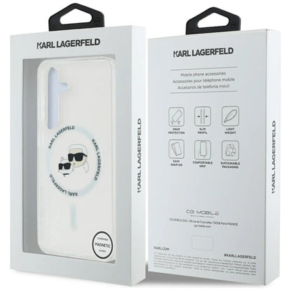 Case Karl Lagerfeld Button Karl &amp; Choupette Heads Printed Logo MagSafe Samsung Galaxy S25 white_7