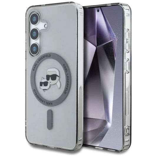 Karl Lagerfeld Button Karl &amp; Choupette Heads Printed Logo MagSafe Samsung Galaxy S25 Plus case black_0