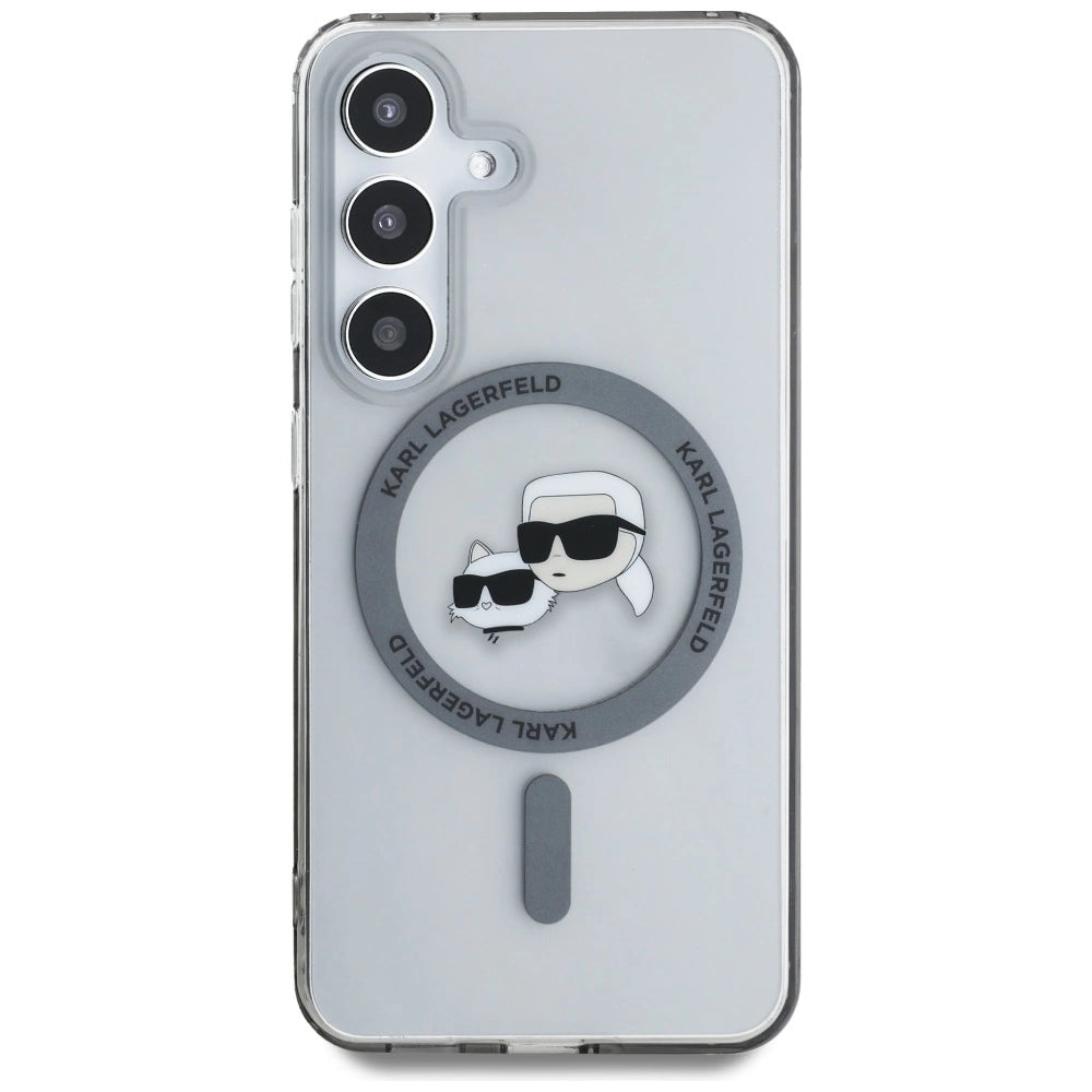Karl Lagerfeld Button Karl &amp; Choupette Heads Printed Logo MagSafe Samsung Galaxy S25 Plus case black_2